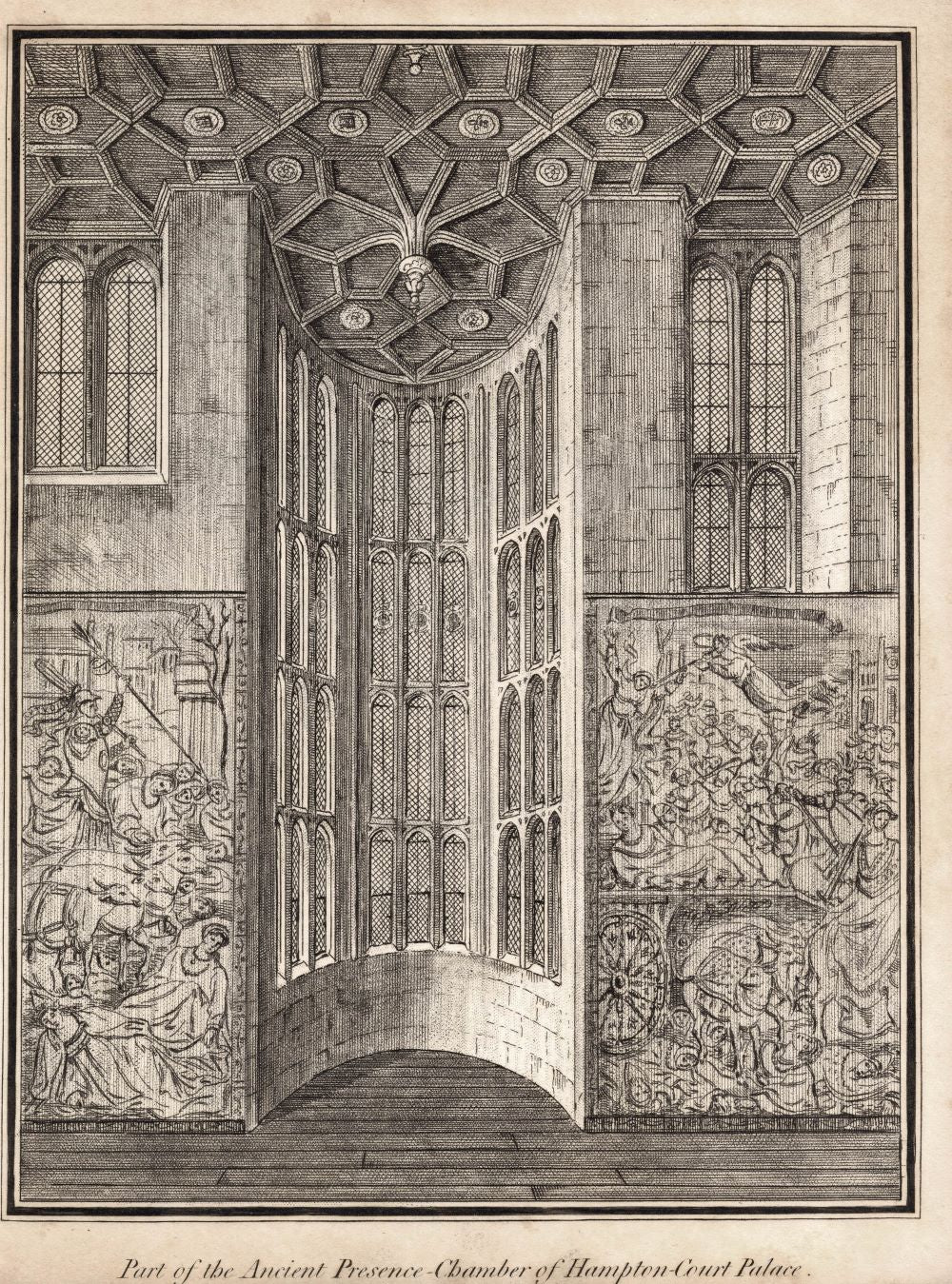 Chamber of Hampton Court, Antique Print, 1811