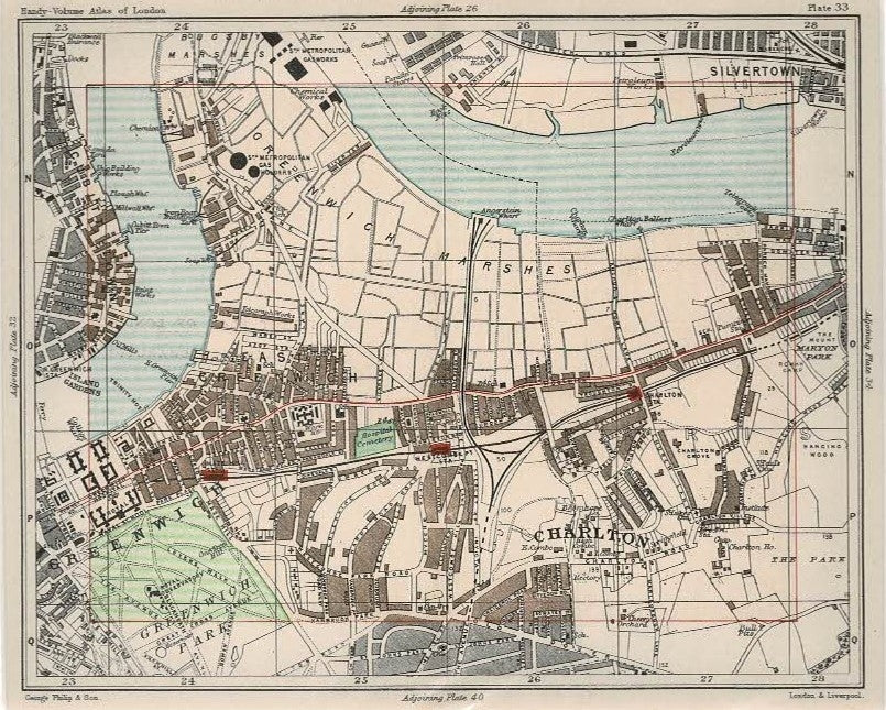 Greenwich and Charlton, Antique Map, 1902