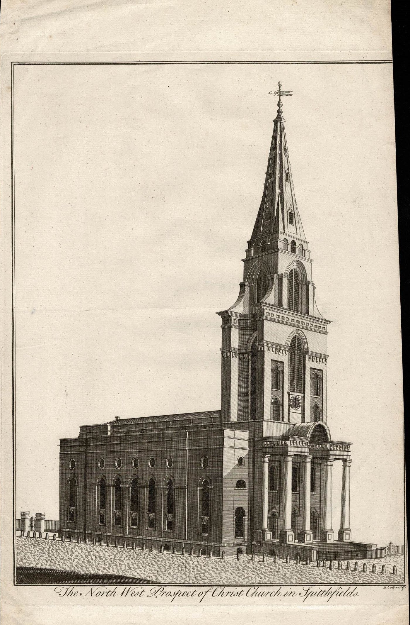 Christ Church Spitalfields antique print 1756