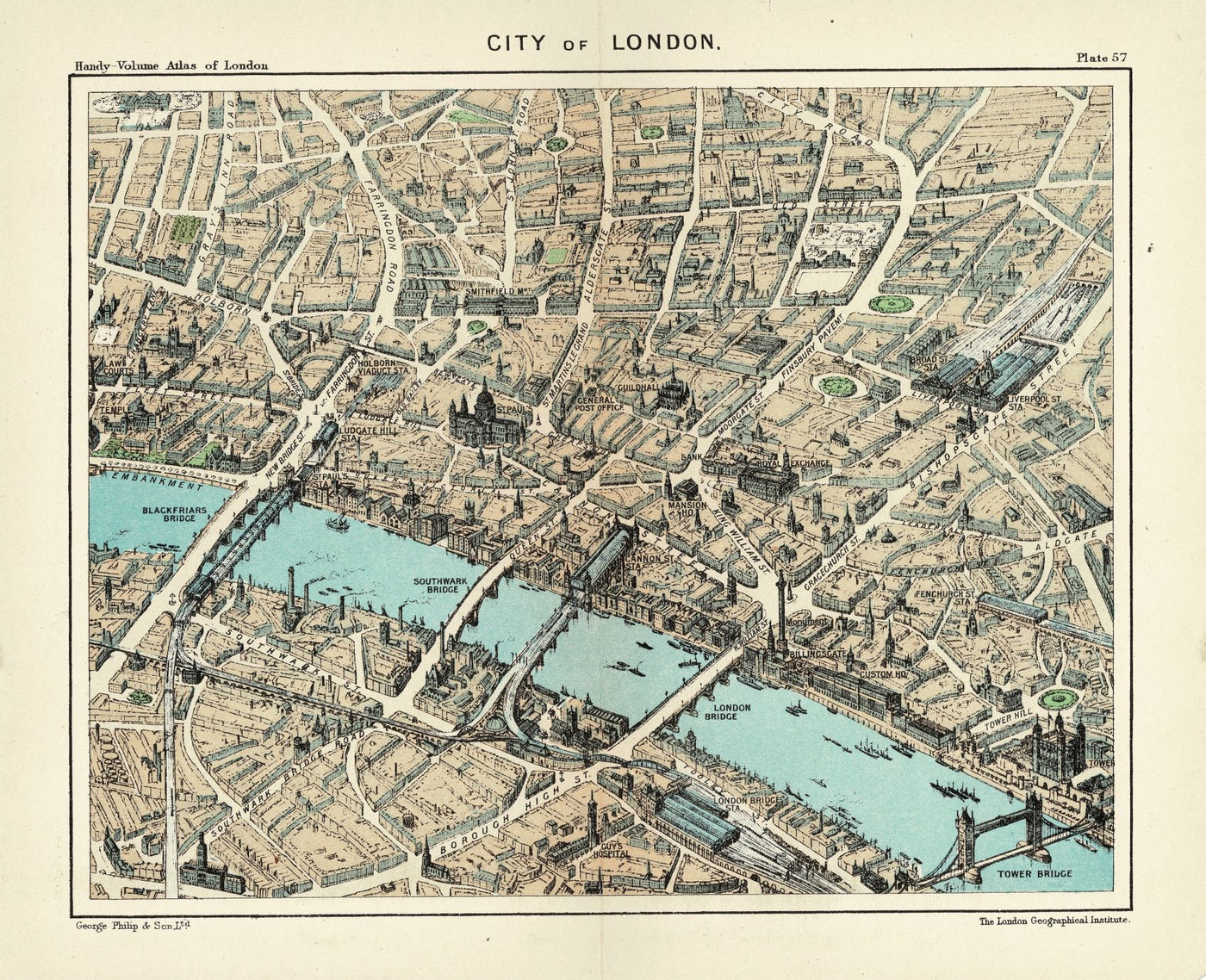 City of London antique panorama published 1907