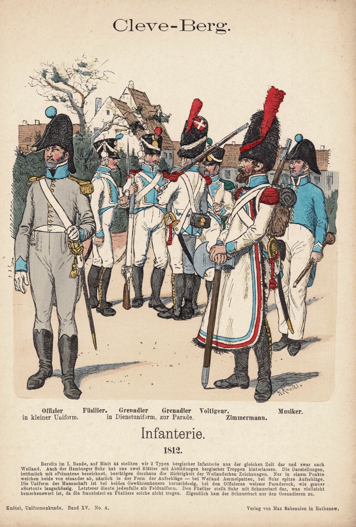 German (Cleve-Berg) Military Uniforms from 1812, Richard Knötel, 1908