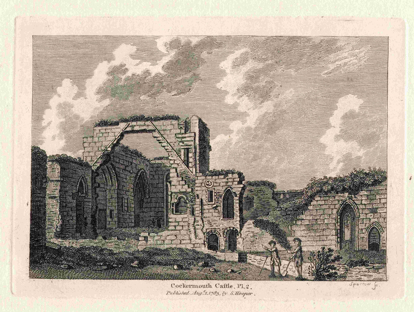 Cockermouth Castle Cumberland Cumbria antique print 1783