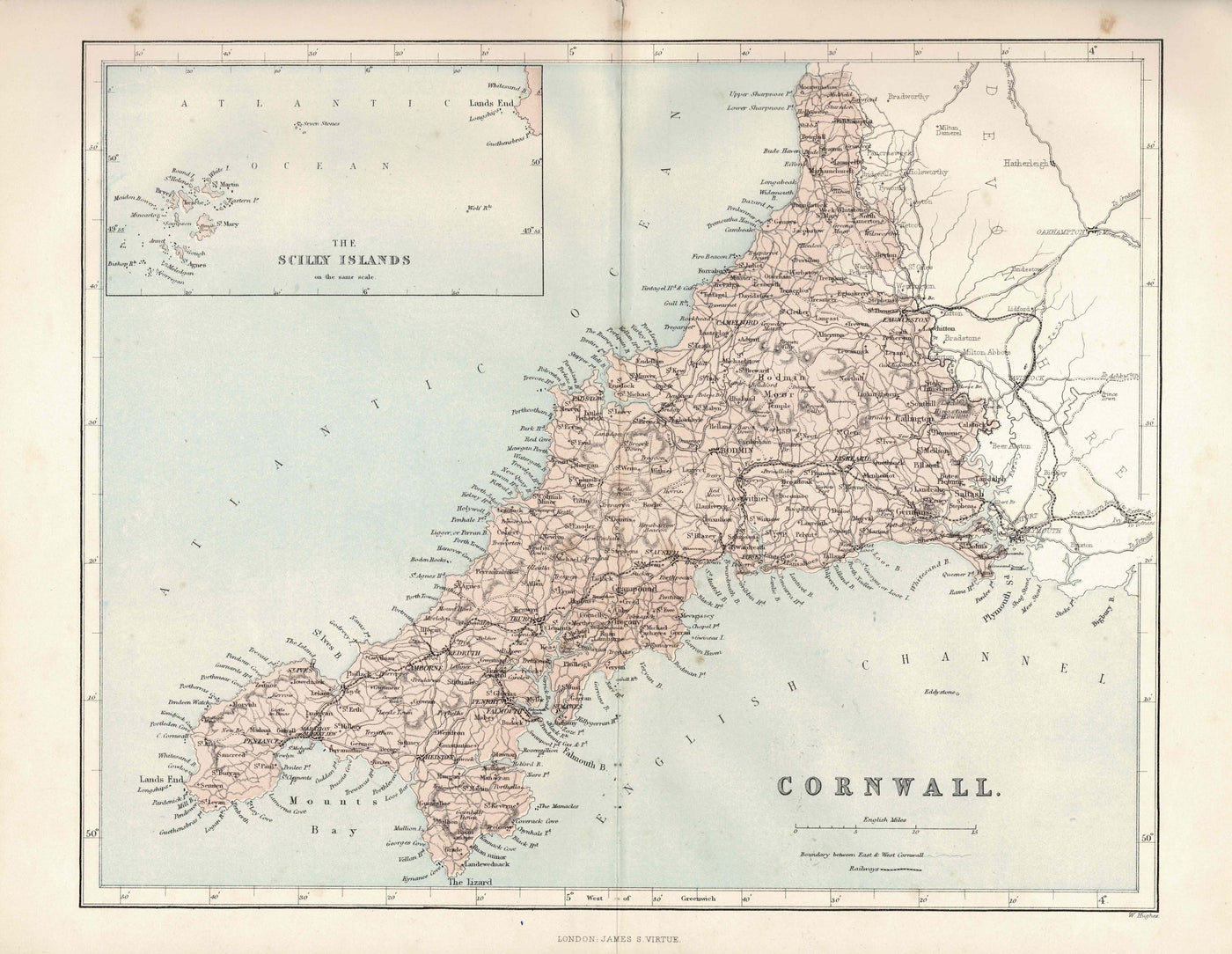 Cornwall antique map 1868