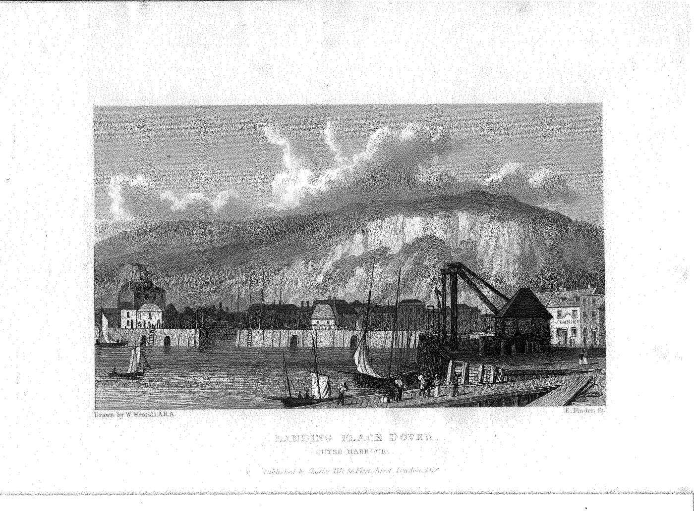 Dover Outer Harbour Landing Place Kent antique print 1830