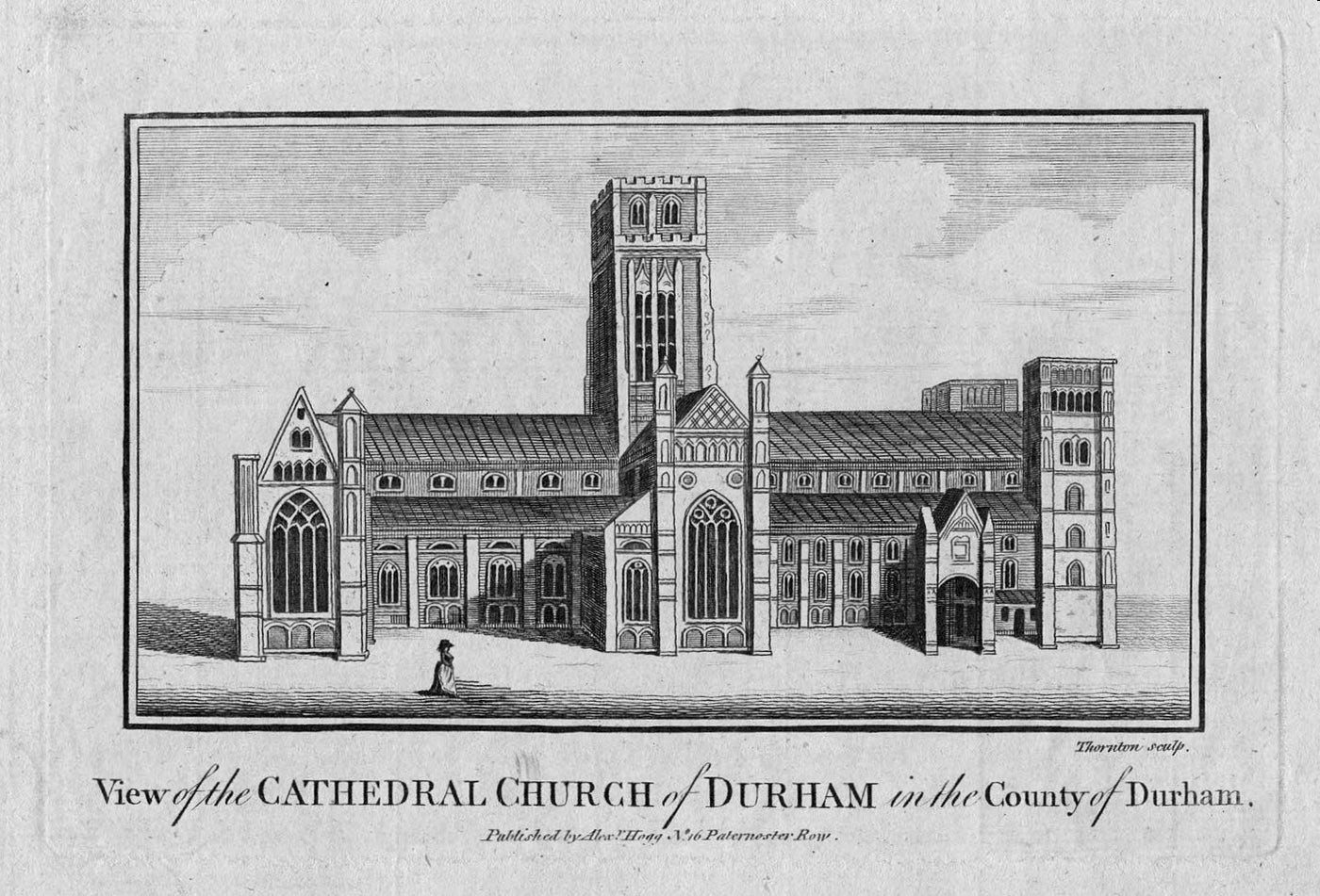 Durham Cathedral original antique print 1800