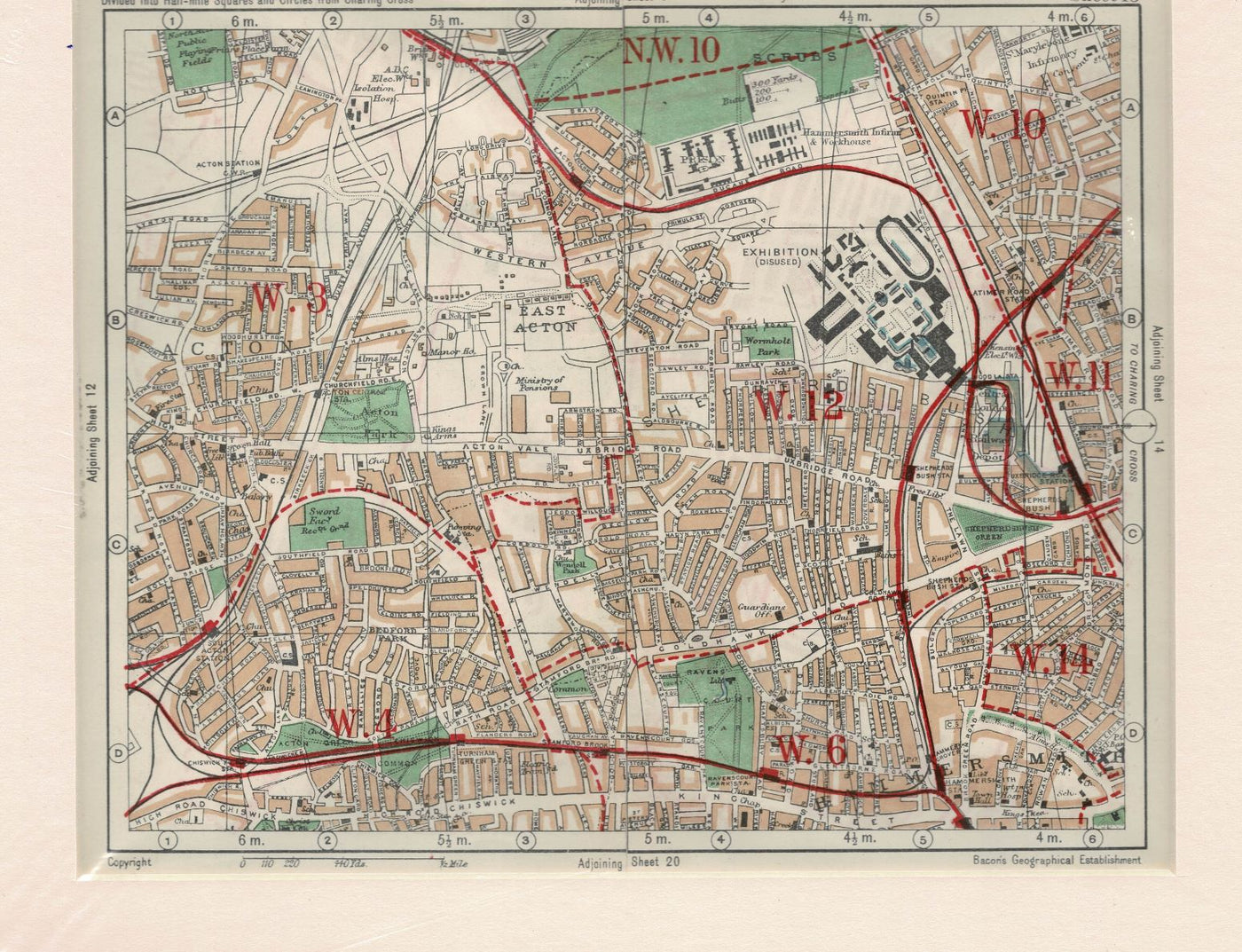 East Acton, Antique Map, 1923