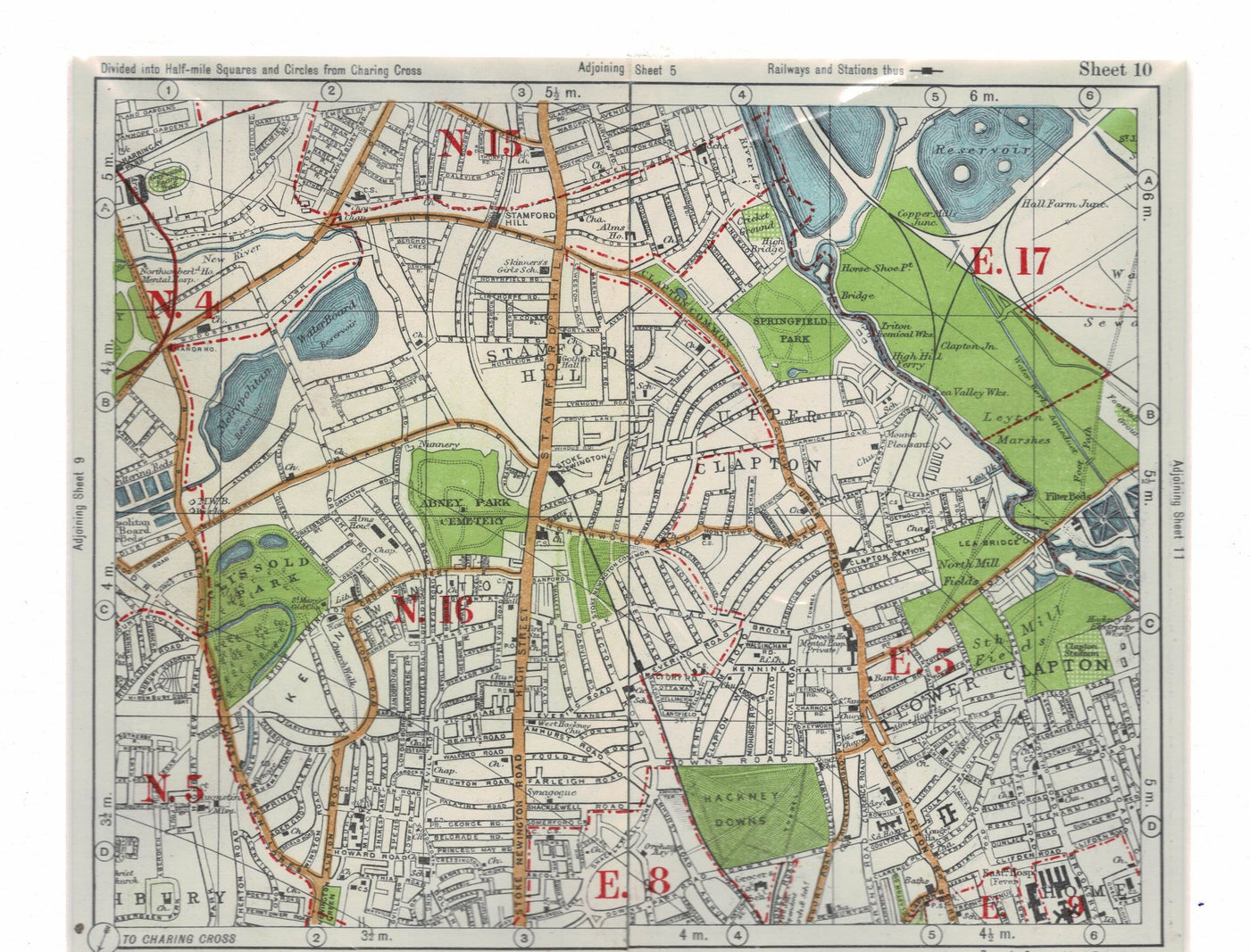 Stamford Hill North East London vintage map 1939