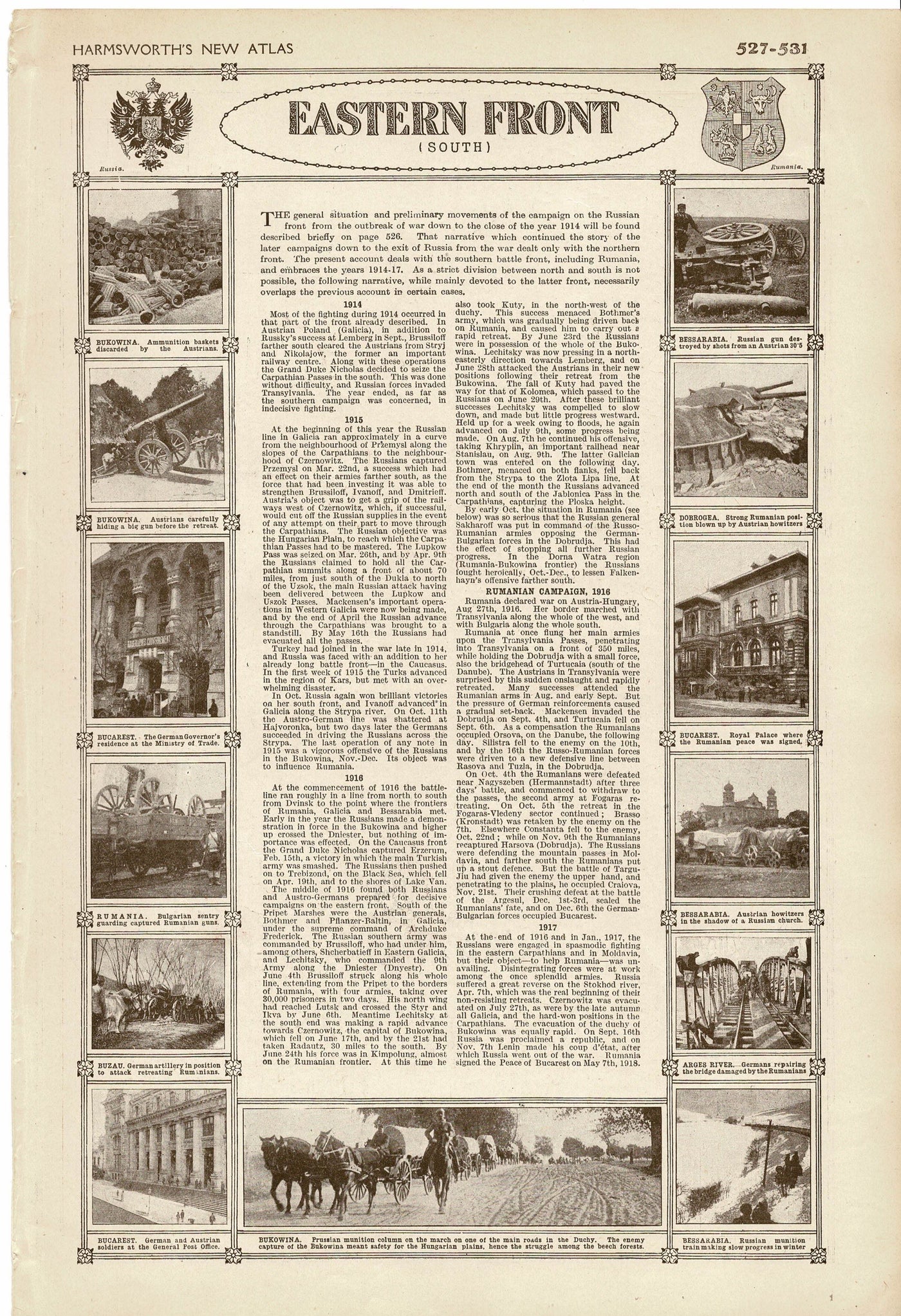 Eastern Front (South), An Atlas of the Great War, Early published 1920
