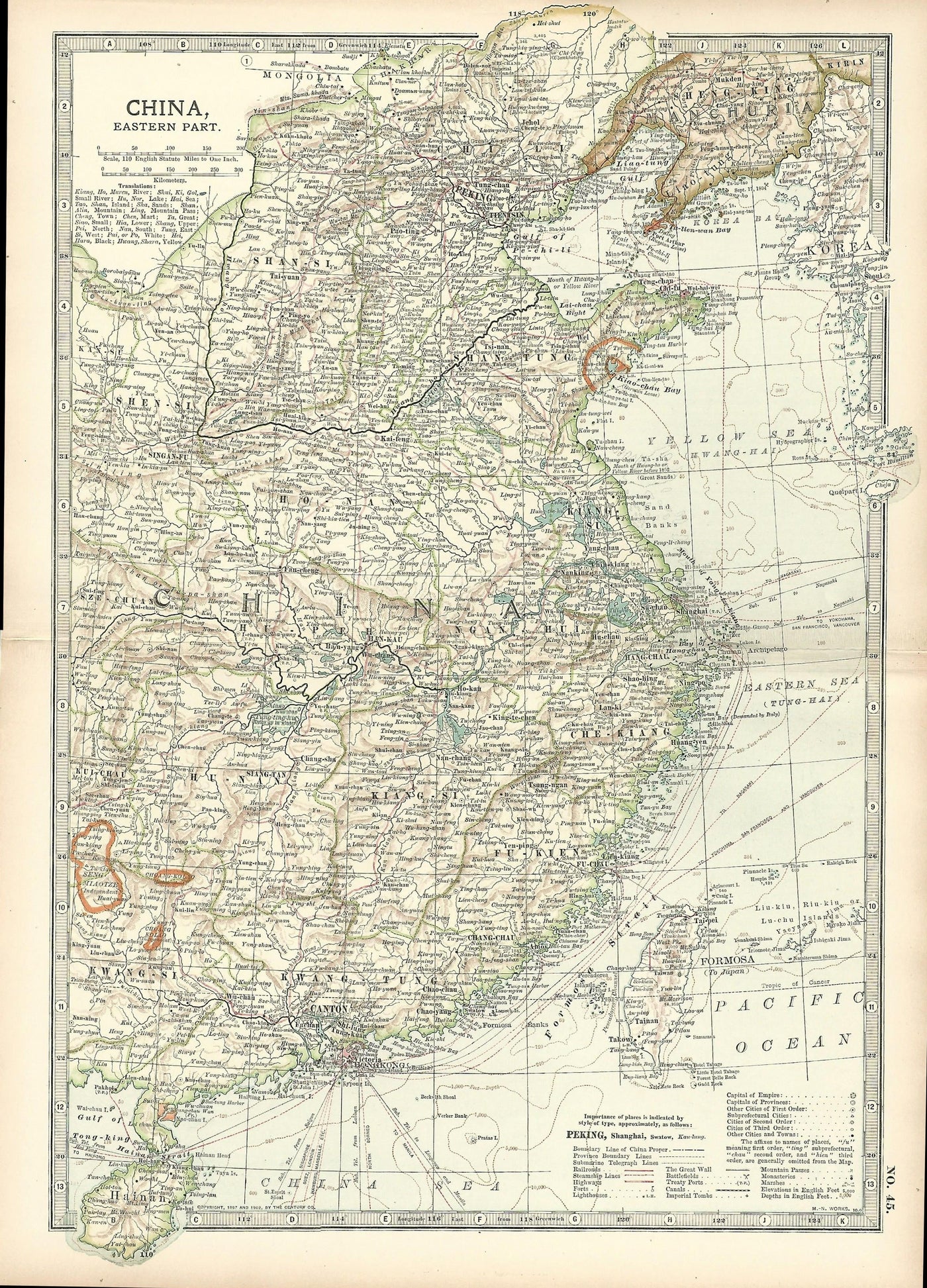 China Eastern Part antique map,Encyclopaedia Britannica 1903