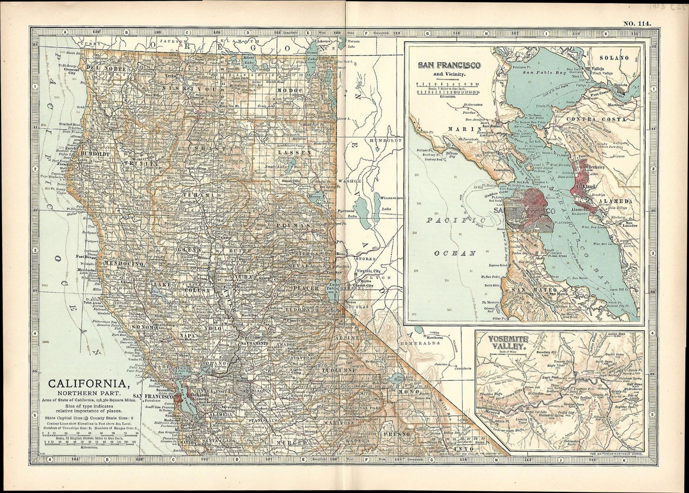 California Northern Part antique map Encyclopaedia Britannica 1903