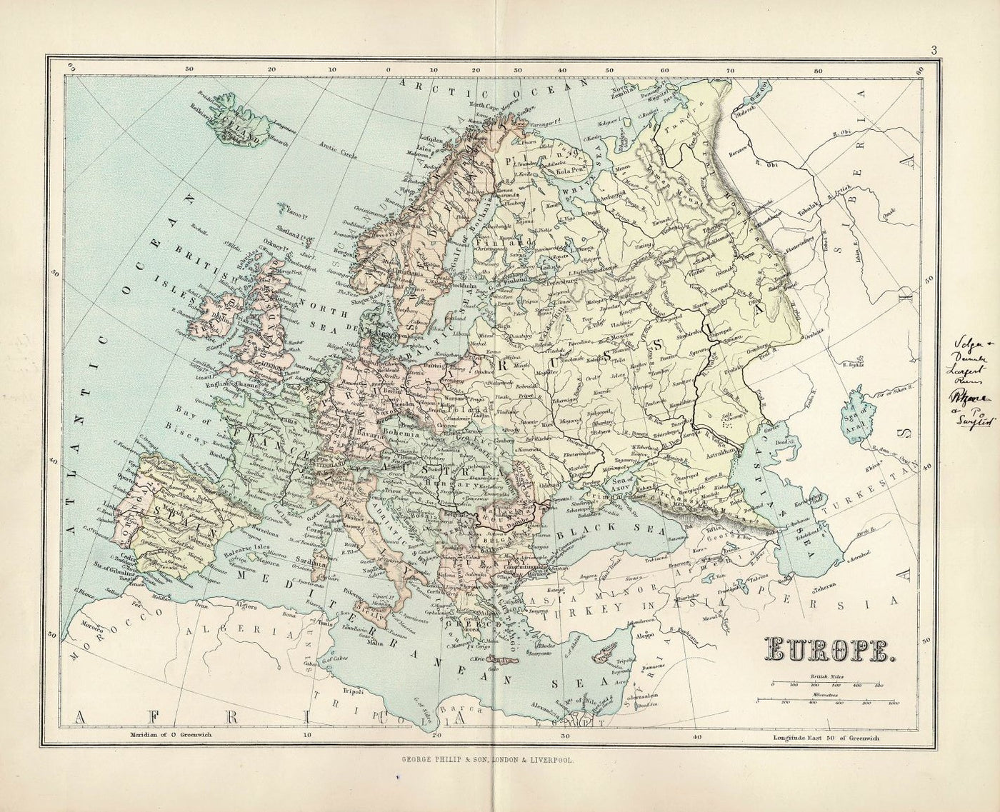 Europe, Antique Map, 1886