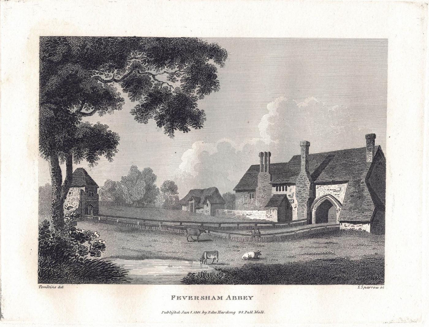 Faversham Abbey, Kent antique print published in 1801