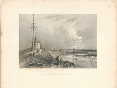 Fleetwood on Wyer Lighthouse Fylde Coast Lancashire antique print 1844