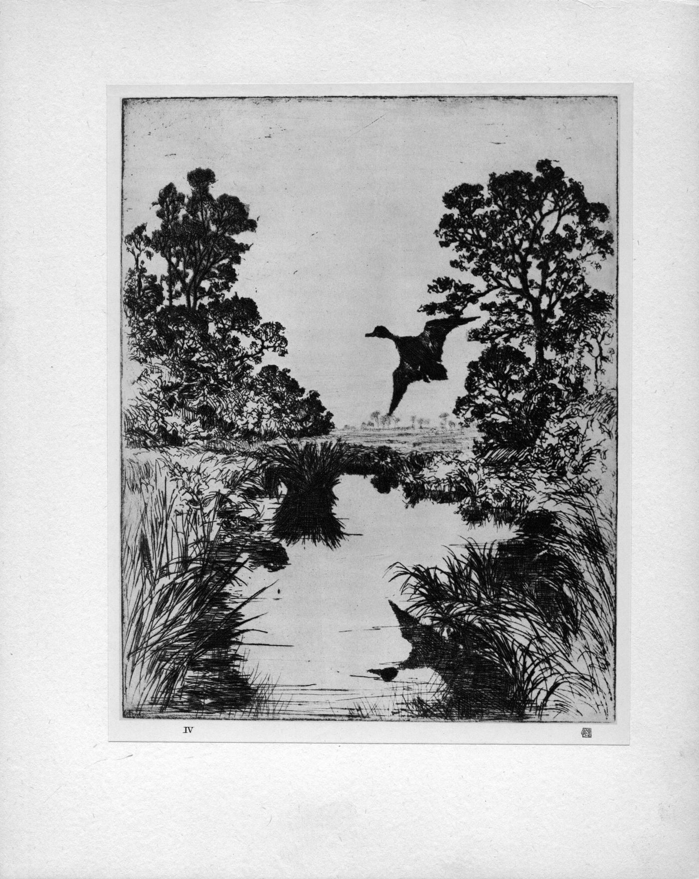 Frank W. Benson 'Evening' from The Studio "...Masters of Etching" antique print 1925