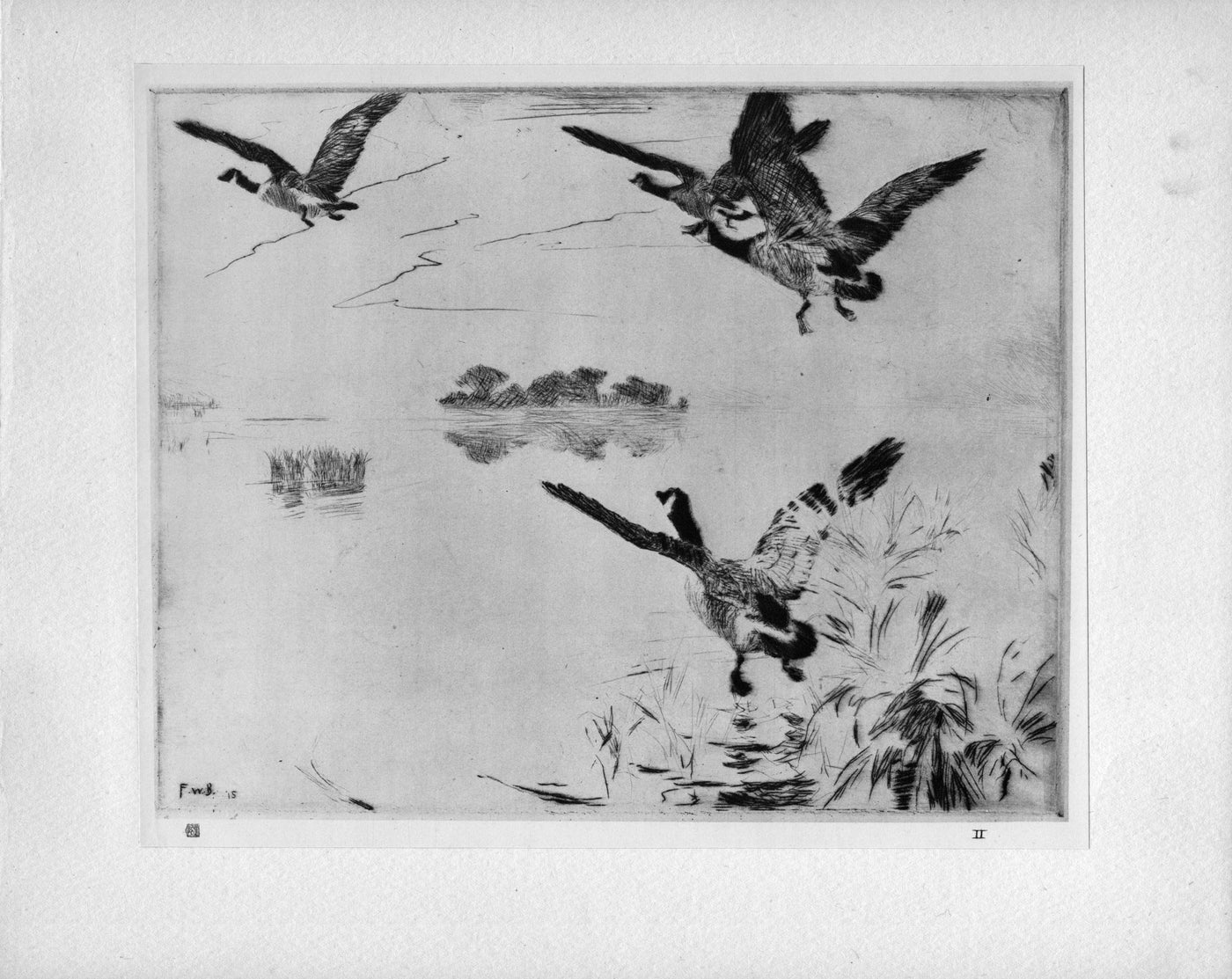 Frank W. Benson 'Morning' from The Studio "...Masters of Etching" antique print 1925
