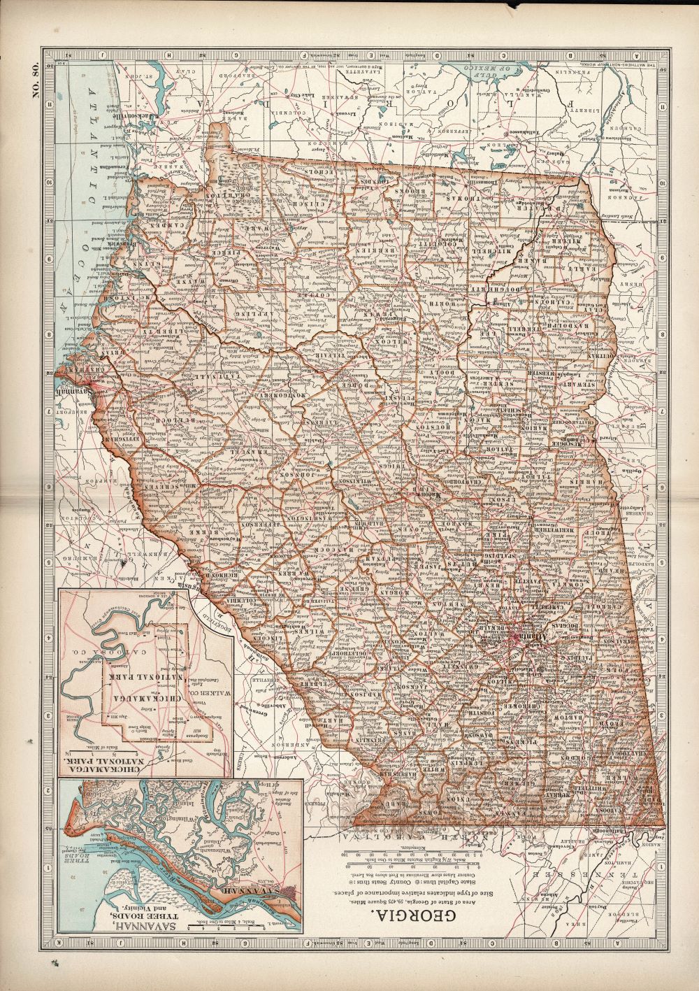 Georgia antique map from Encyclopaedia Britannica 1903 edition