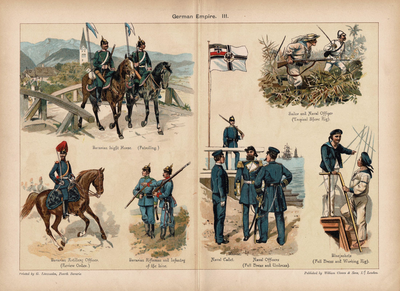 German Empire Army no. 3, Richard Knotel antique print published 1890