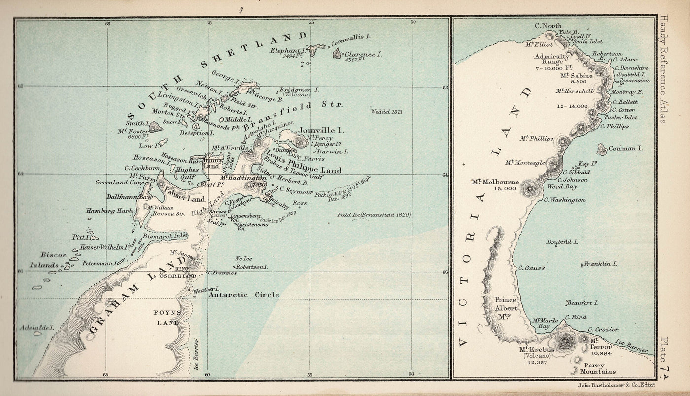 South Polar Chart antique map published 1909