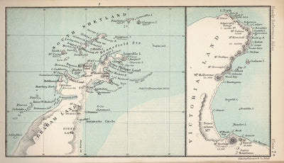 South Polar Chart antique map published 1909
