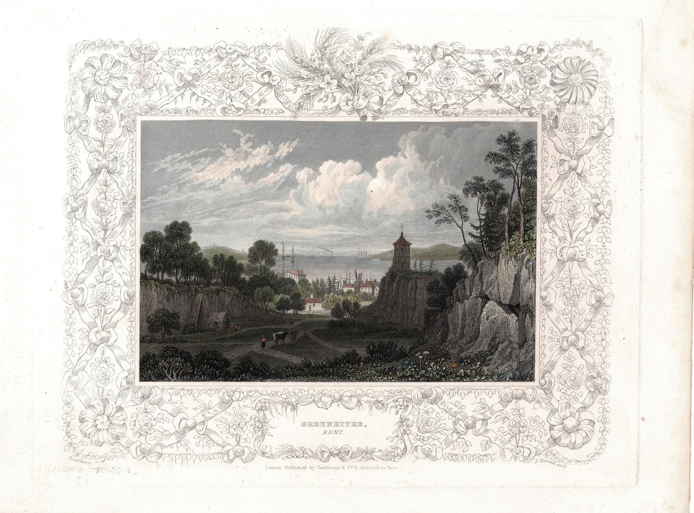 Greenhithe Kent 'The Ravine' from Tombleson's Thames & Medway antique print c.1840