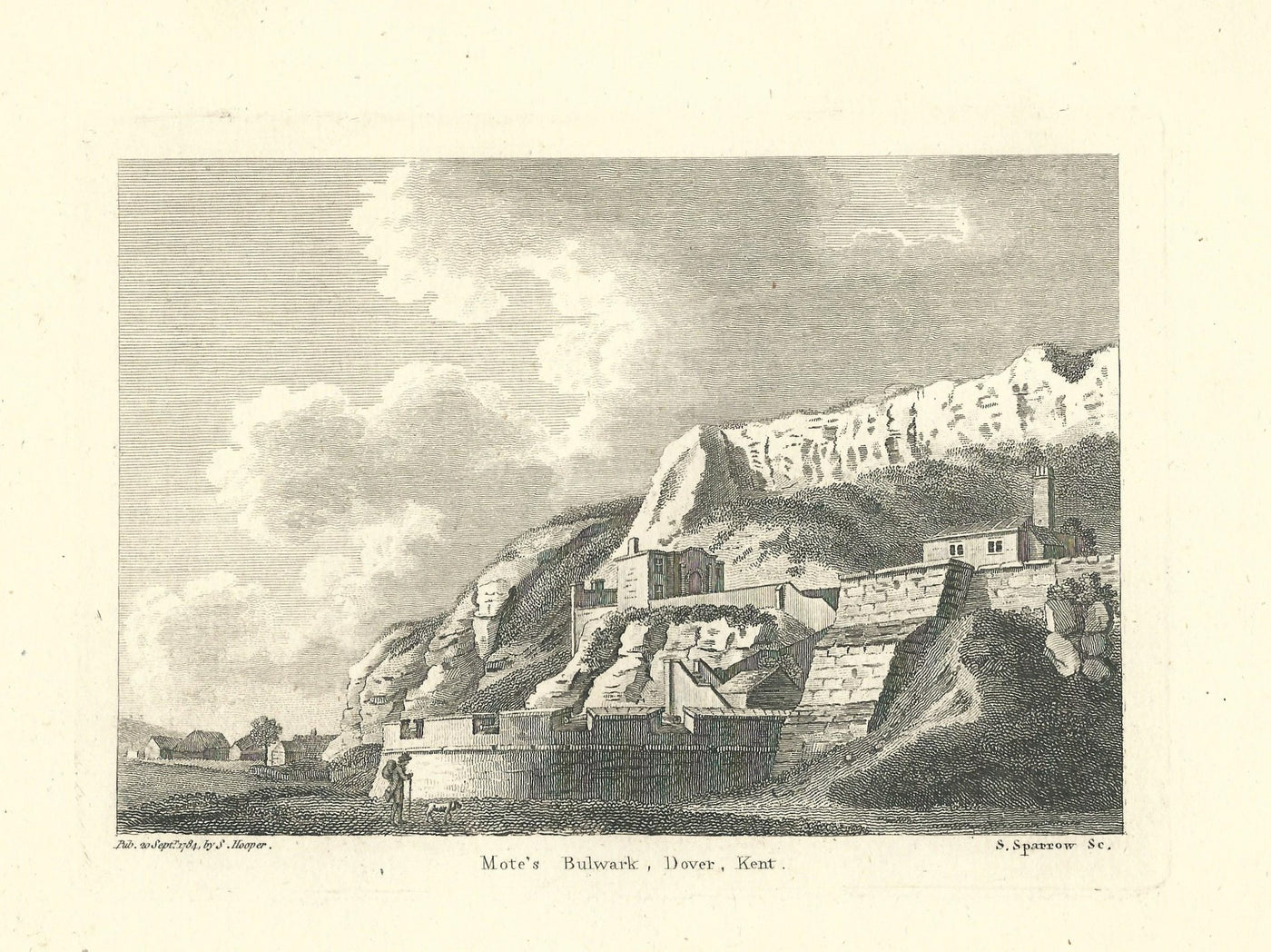 Mote's Bulwark Dover Kent antique print 1784