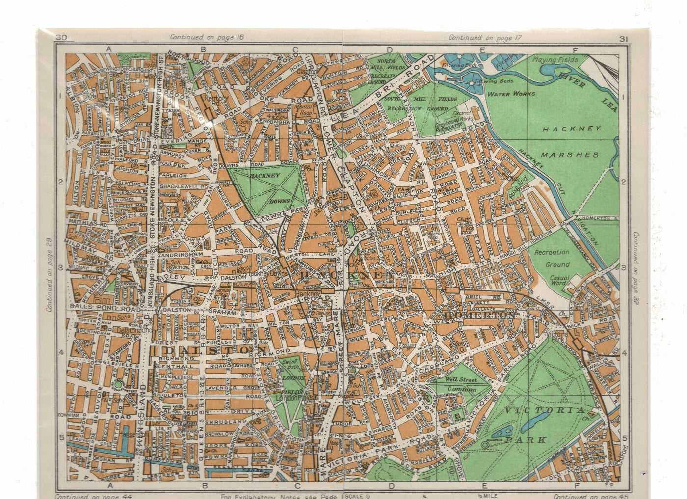 Hackney East London vintage map 1938