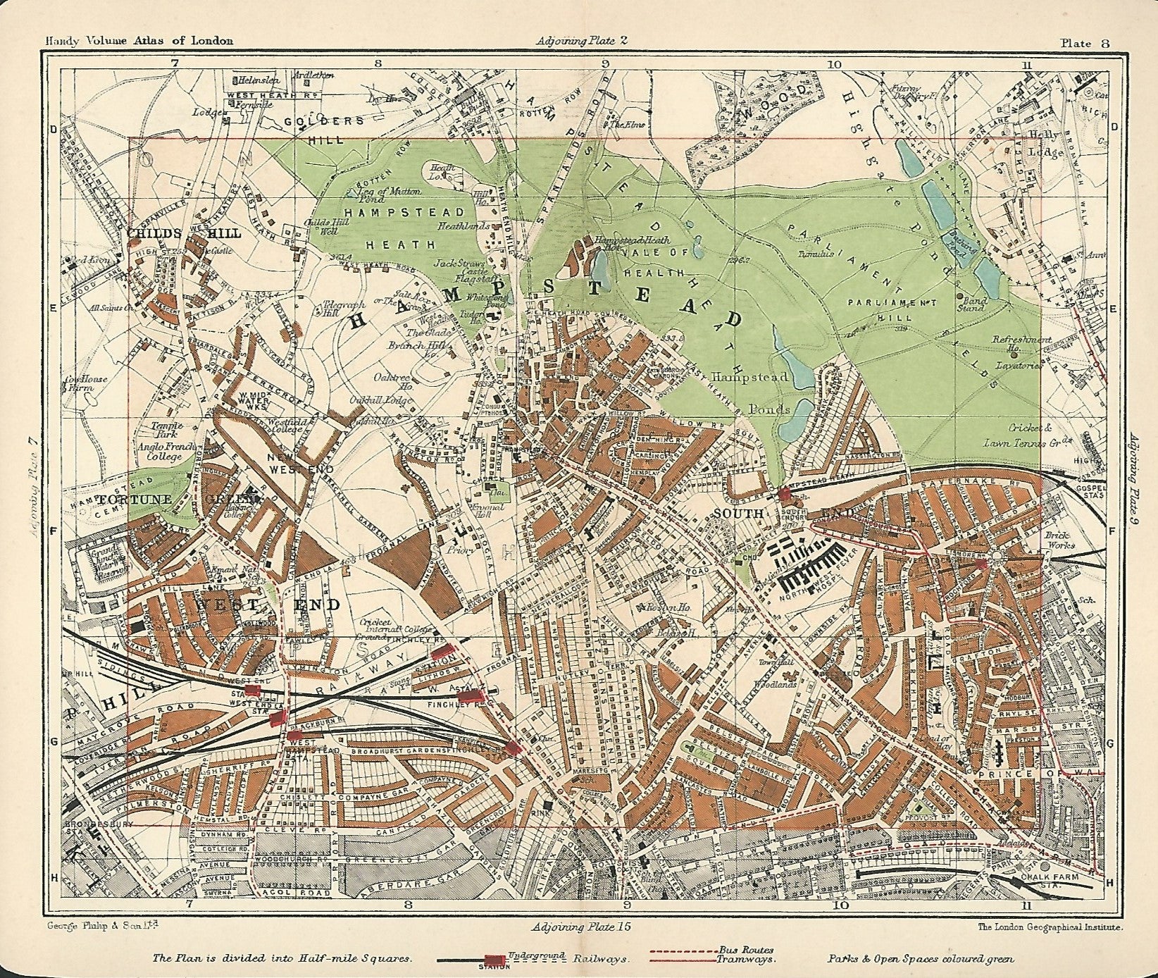 Henstead Map Hampstead, Haverstock Hill, Parliament Hill, antique map 1907 – Maps ...