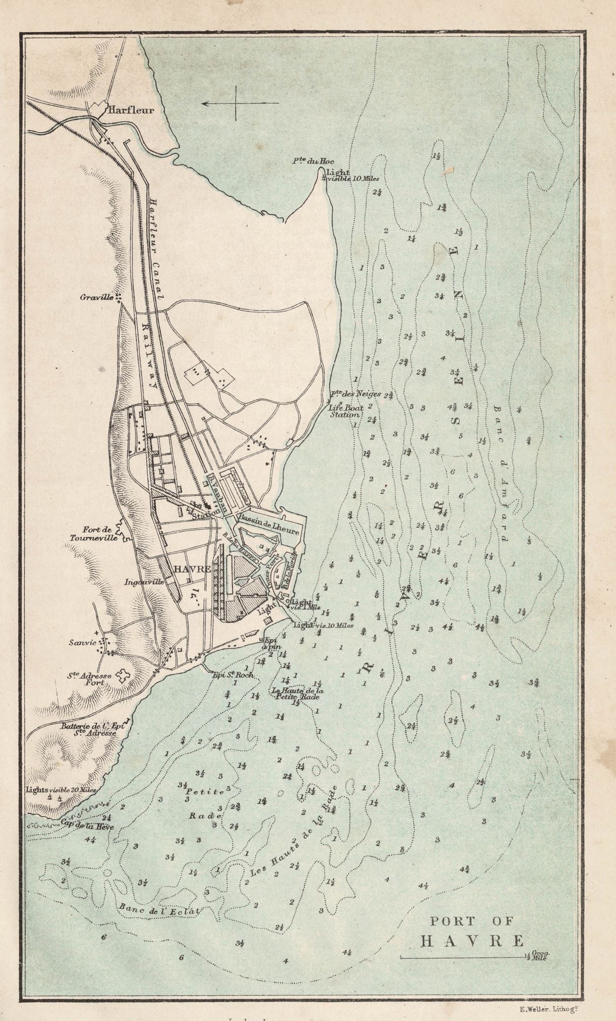 Le Havre guaranteed original antique map published 1871