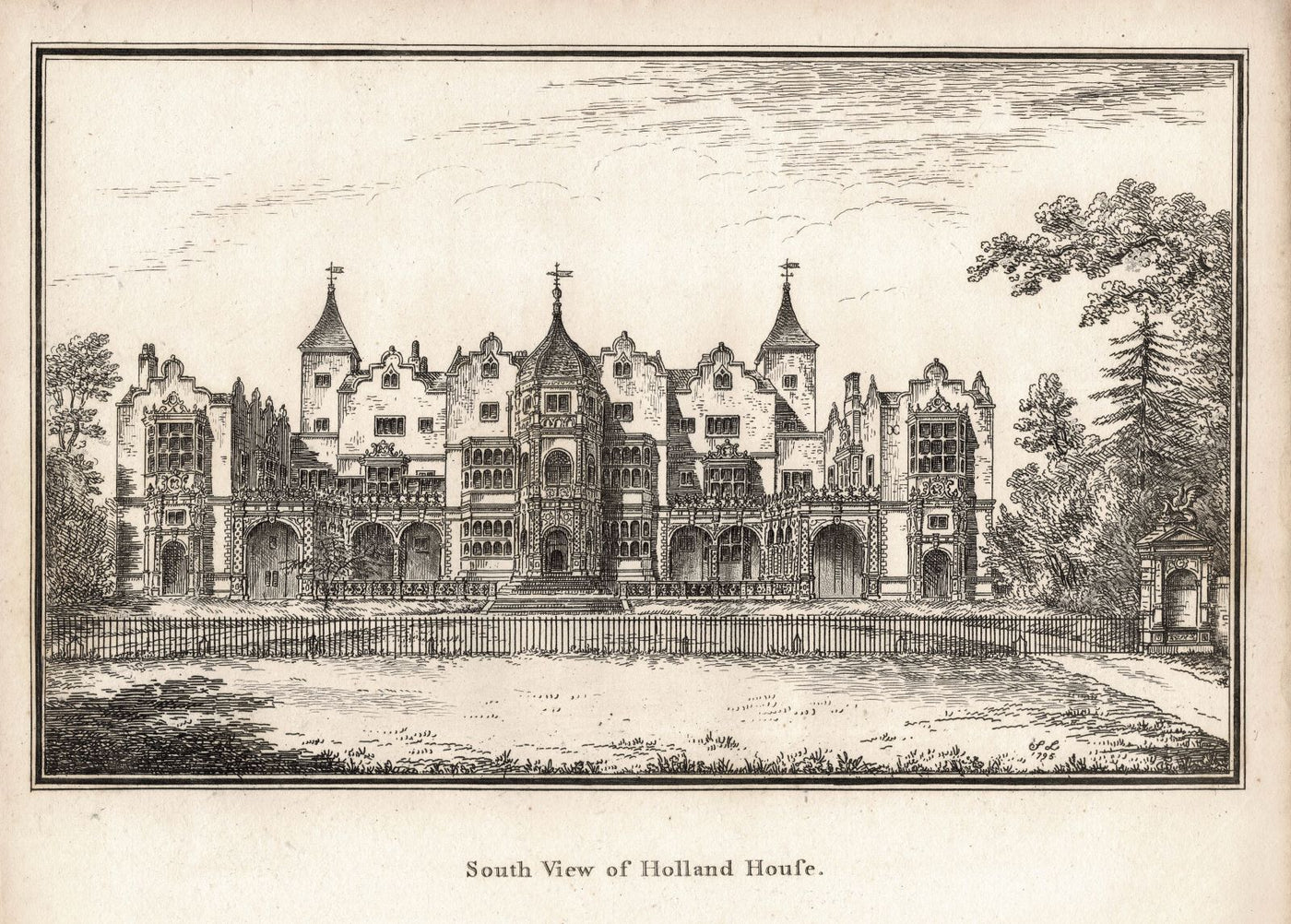 Holland House from the South guaranteed antique print published 1811