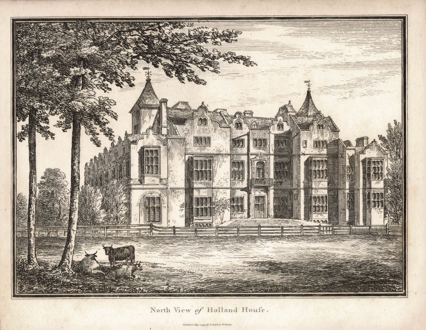 Holland House from the North guaranteed antique print 1811