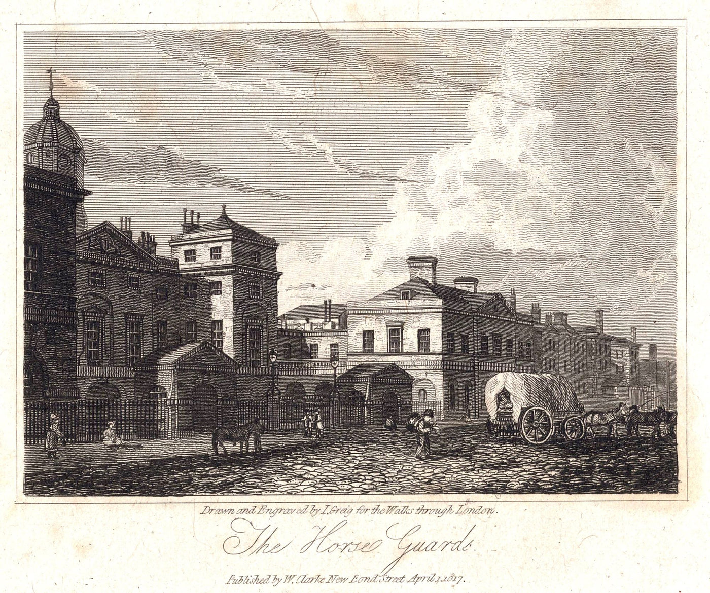 Horse Guards antique print 1817