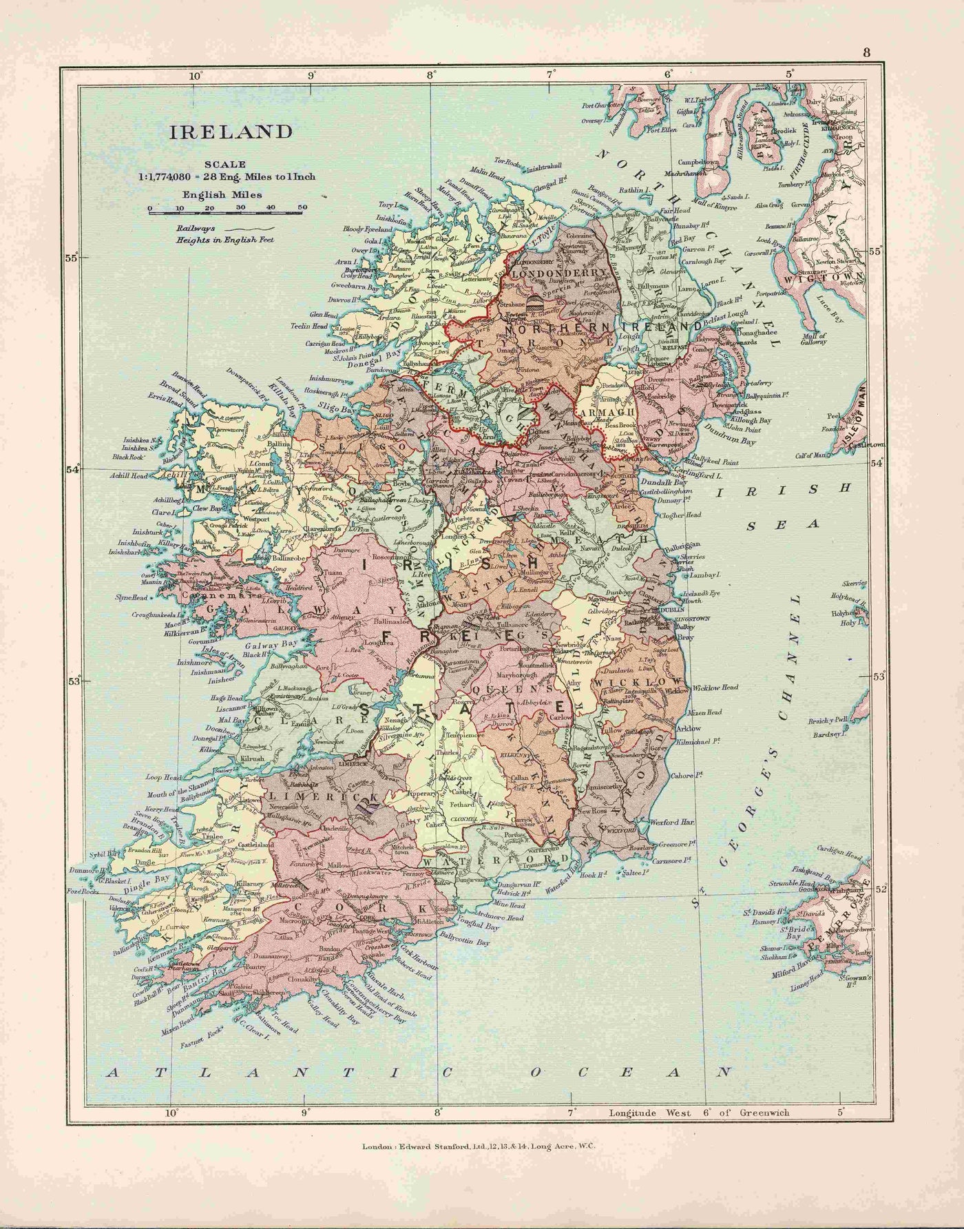 Ireland antique map published 1926