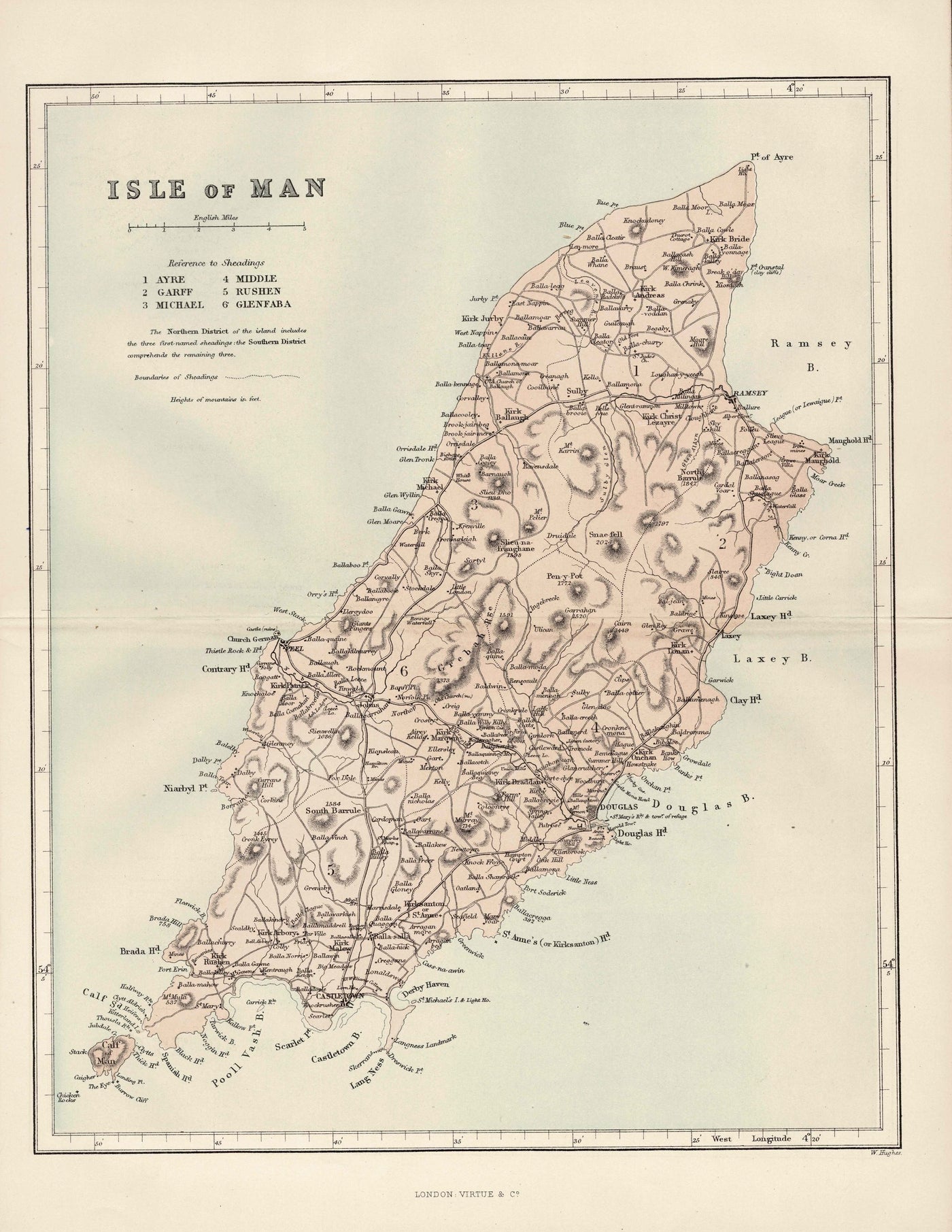 Isle of Man antique map published 1868
