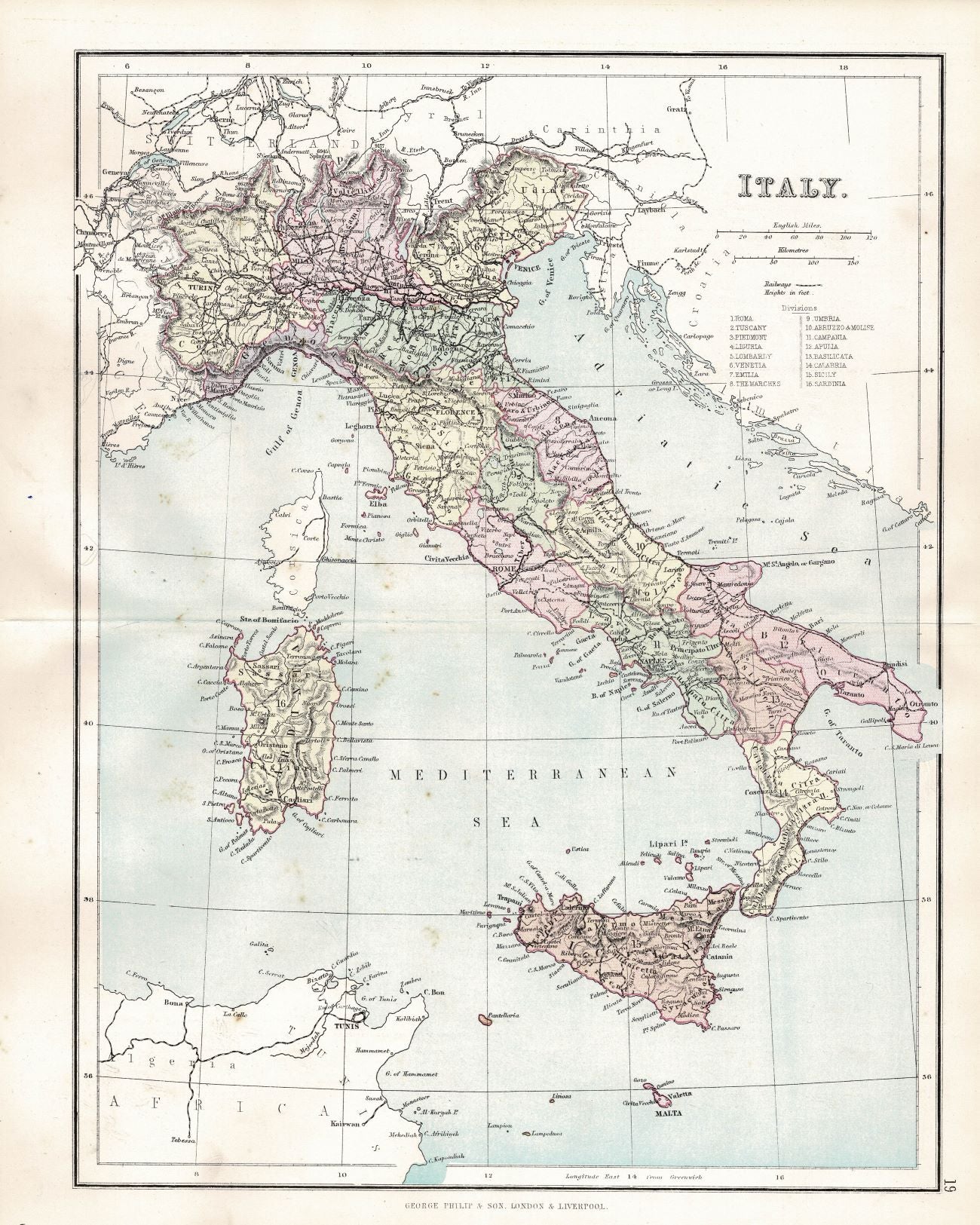 Italy antique map 1891