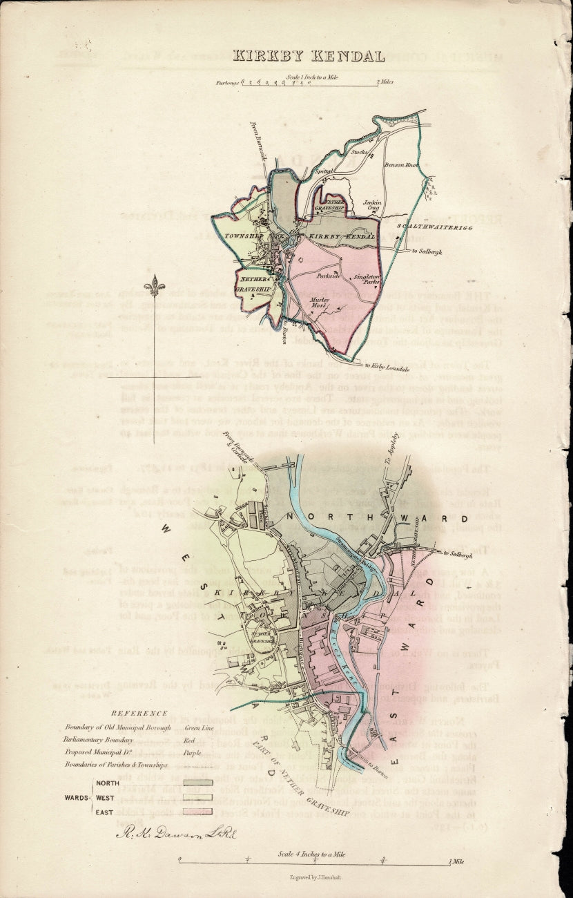 Kendal Ordnance Survey antique map 1837
