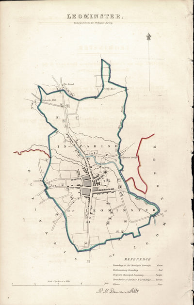 Leominster Ordnance Survey antique map 1837