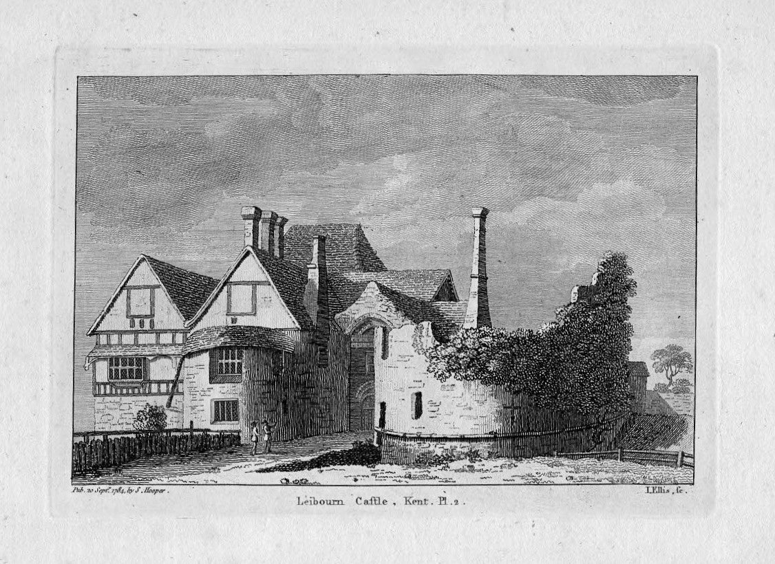 Leybourne Castle Kent antique print 1784