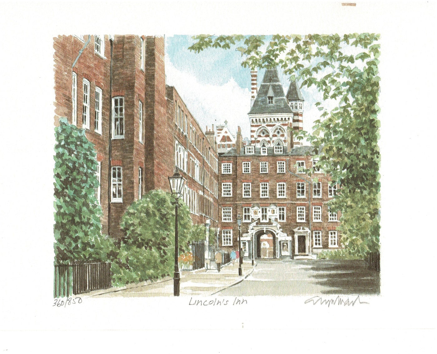 Lincoln's Inn signed limited edition print by Glyn Martin.