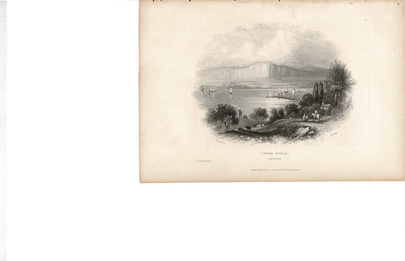 Lough Foyle Londonderry Ireland antique print 1843