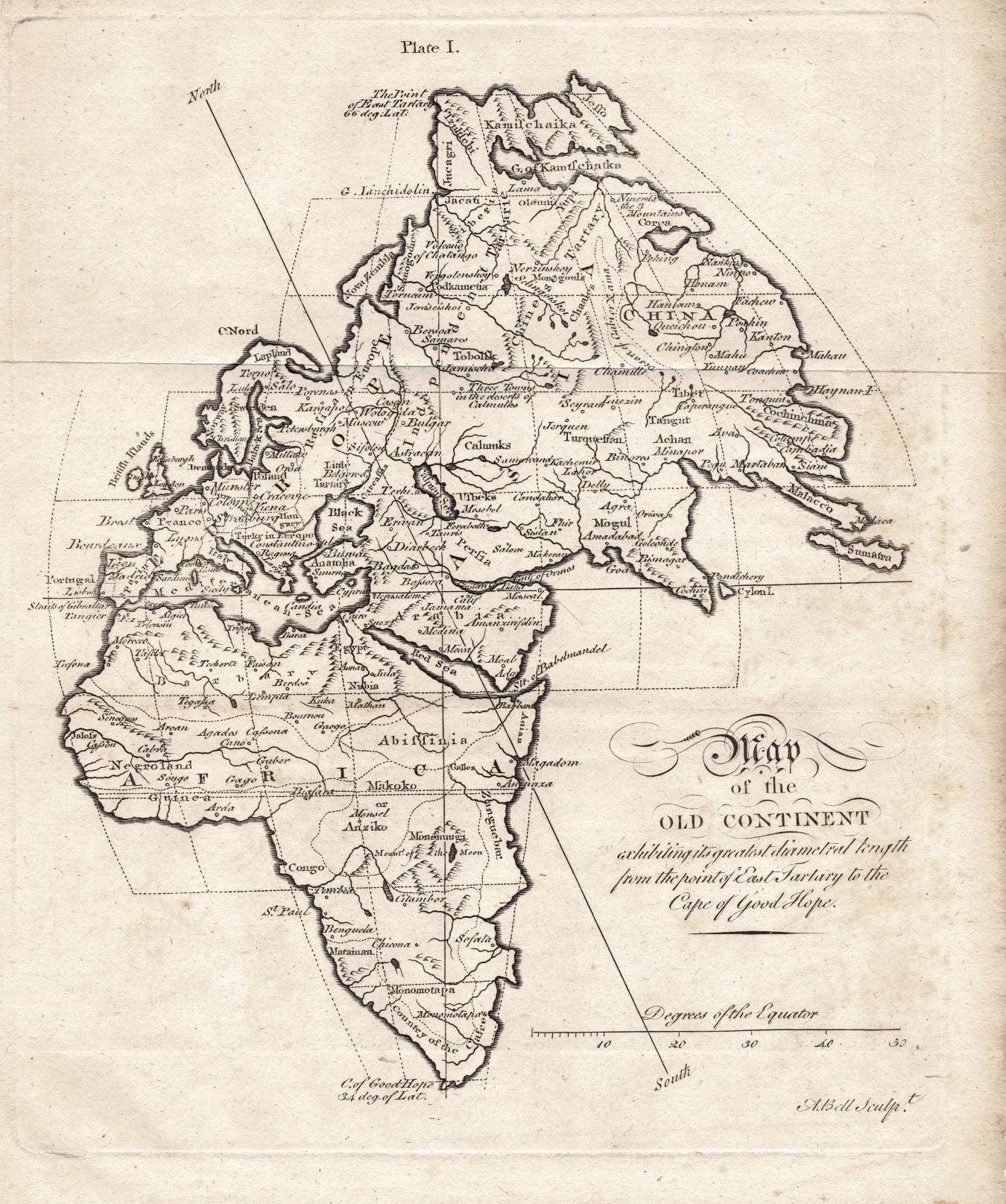 Africa & Europe Old Continent guaranteed original antique map 1770