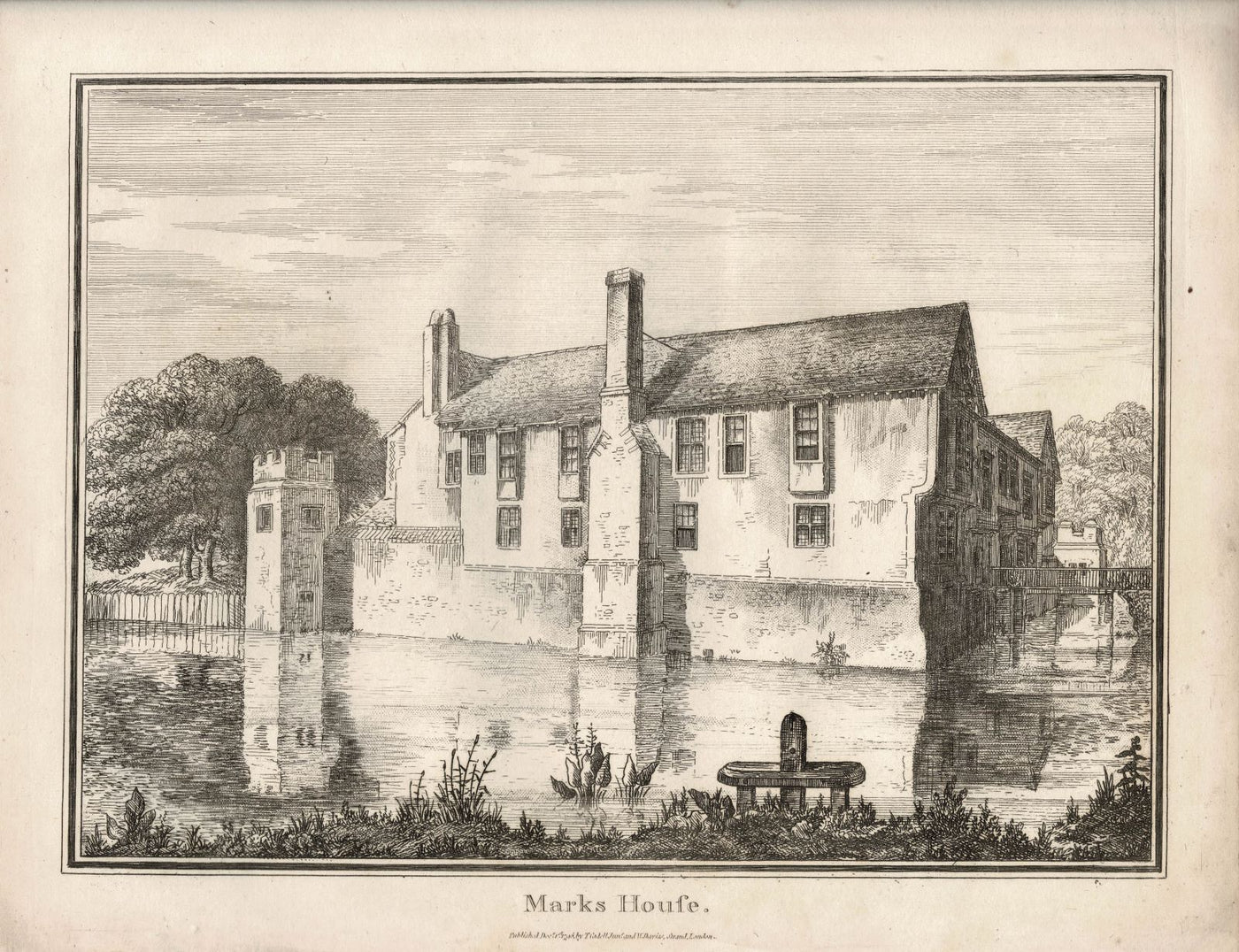 Marks House near Coggeshall in Essex antique print 1811