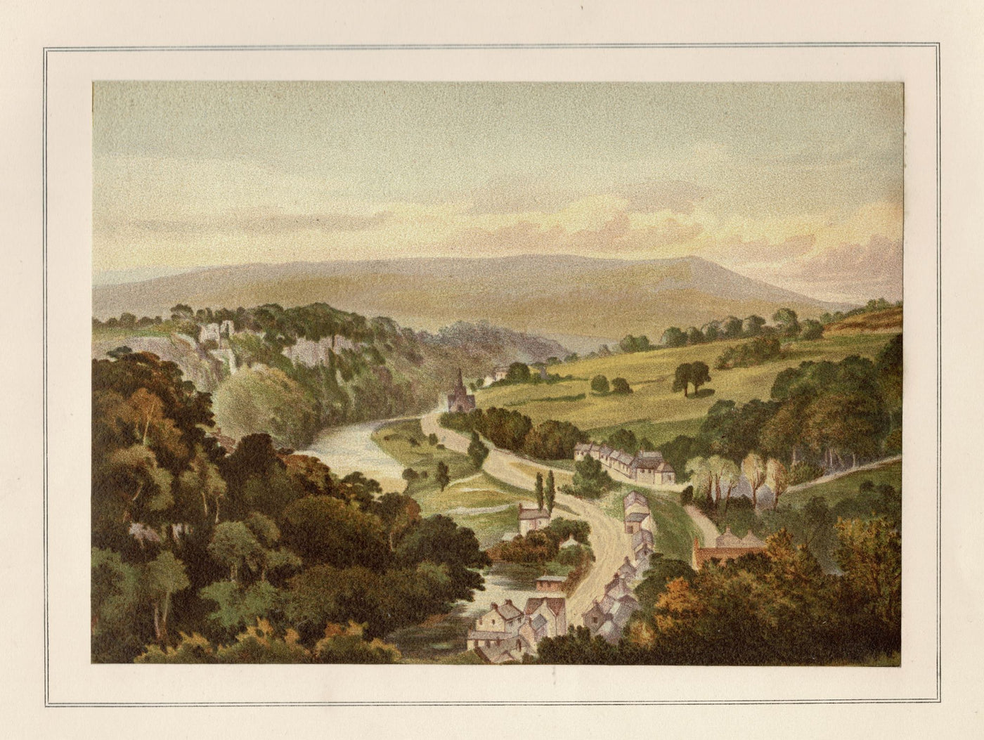 Matlock from the Heights of Abraham antique print 1879