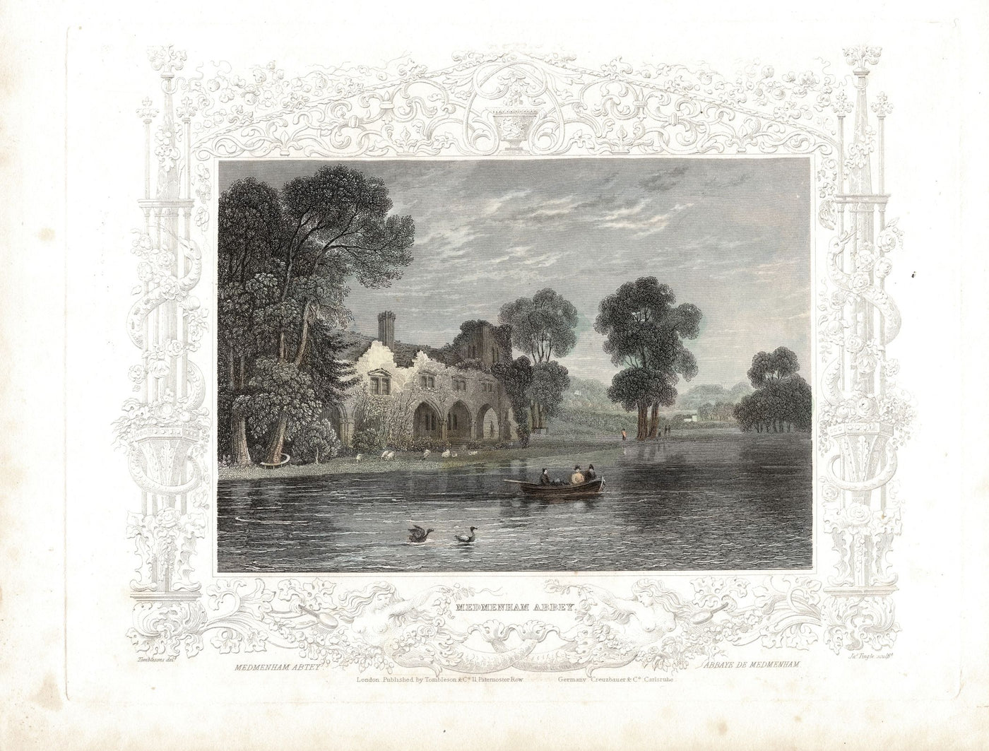 Medmenham Abbey Buckinghamsire by William Tombleson antique print 1840