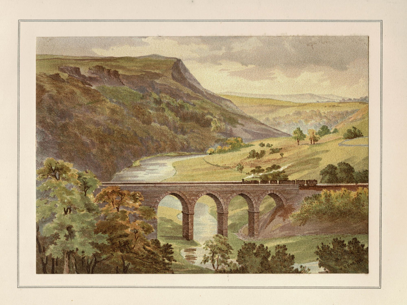 Monsal Dale Derbyshire antique print 1879