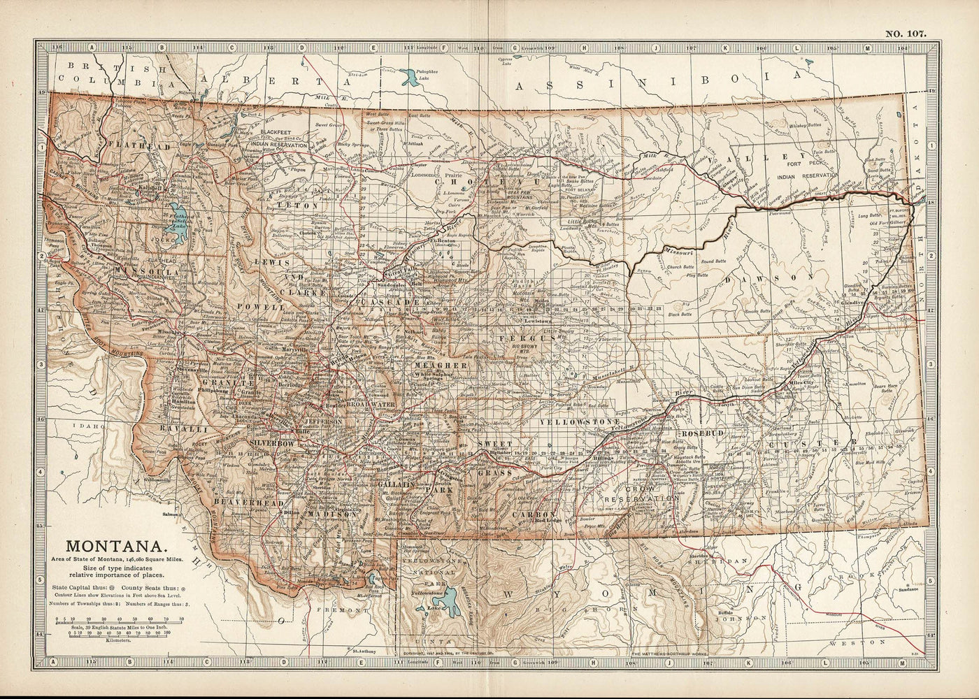Montana antique map no.107 Encyclopaedia Britannica 1903