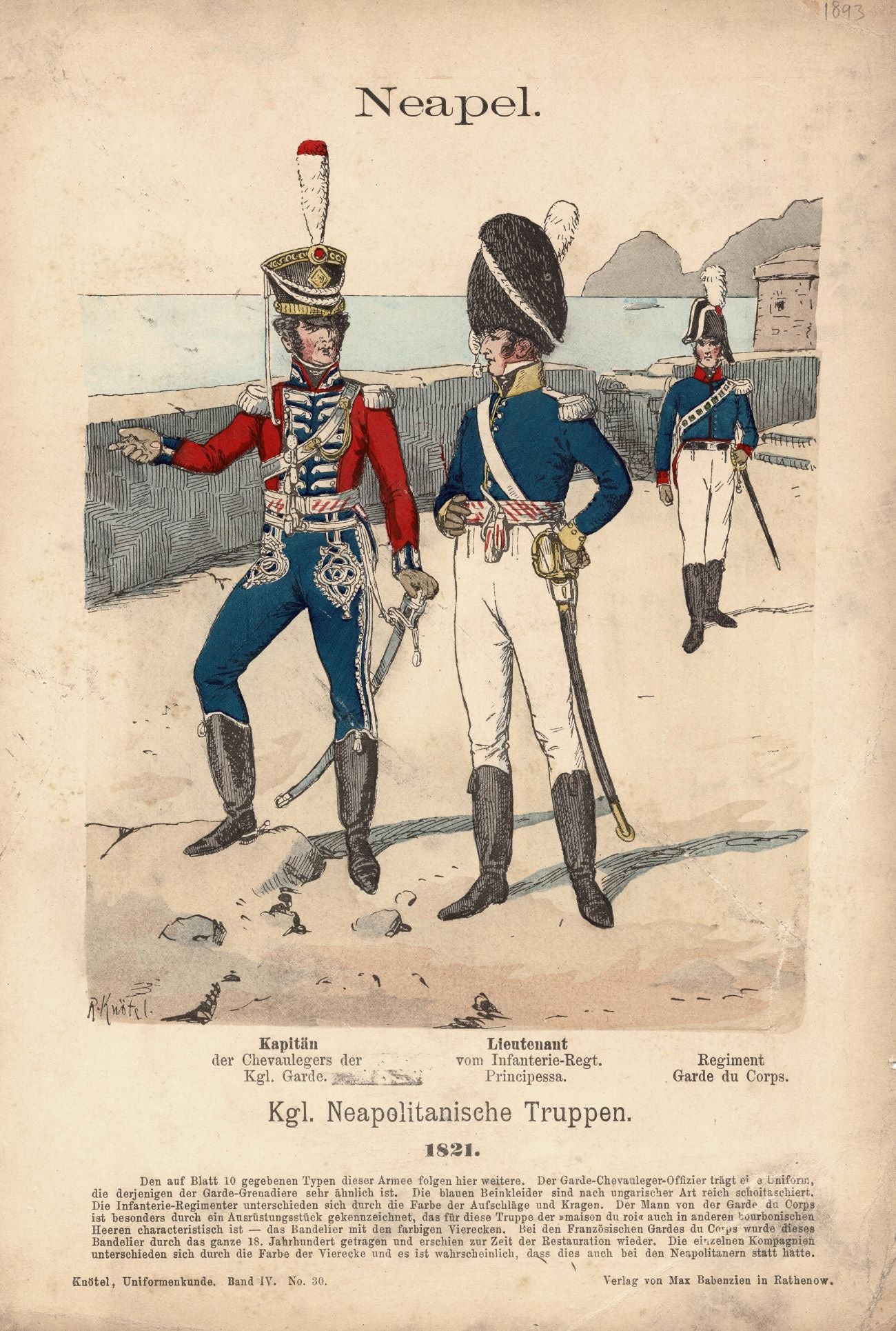 Naples Military Uniforms from 1821 by Richard Knötel published 1893
