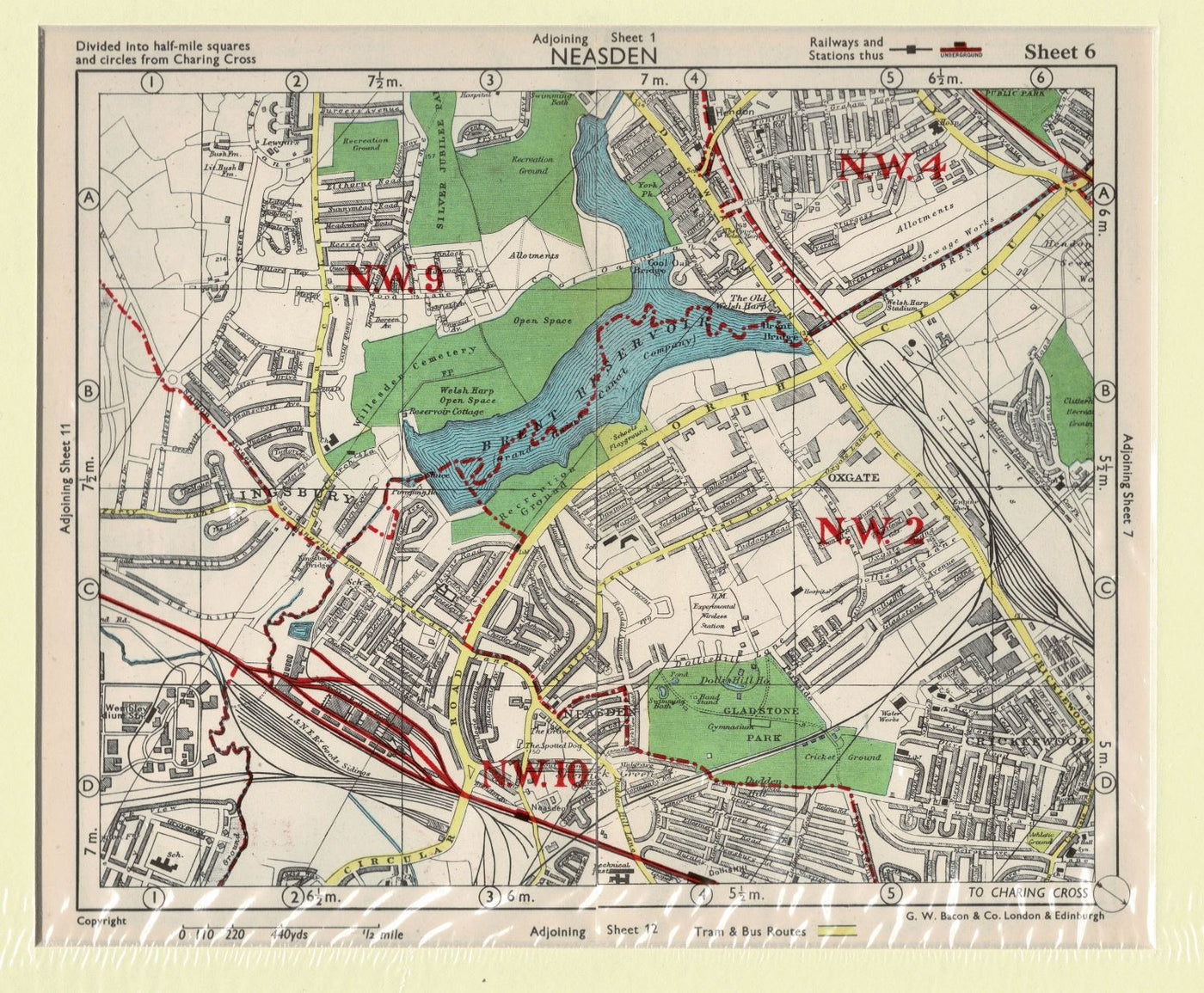 Neasden vintage map 1947