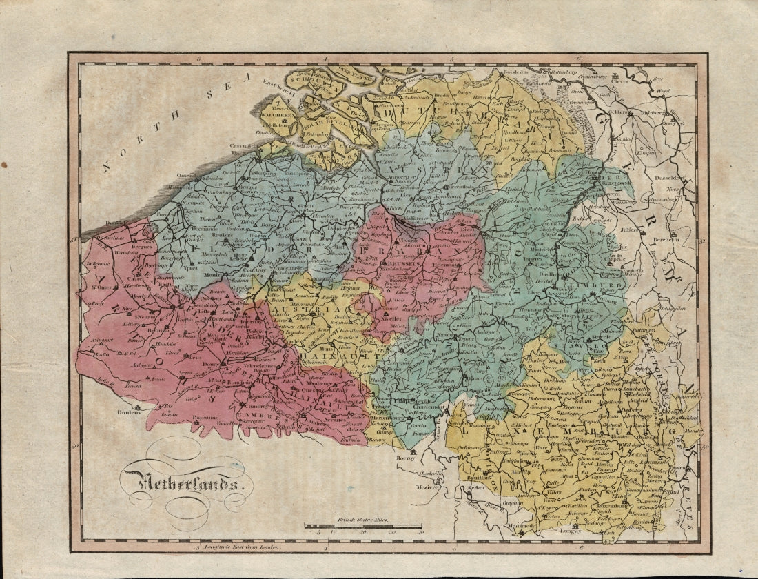 Netherlands antique map published 1815