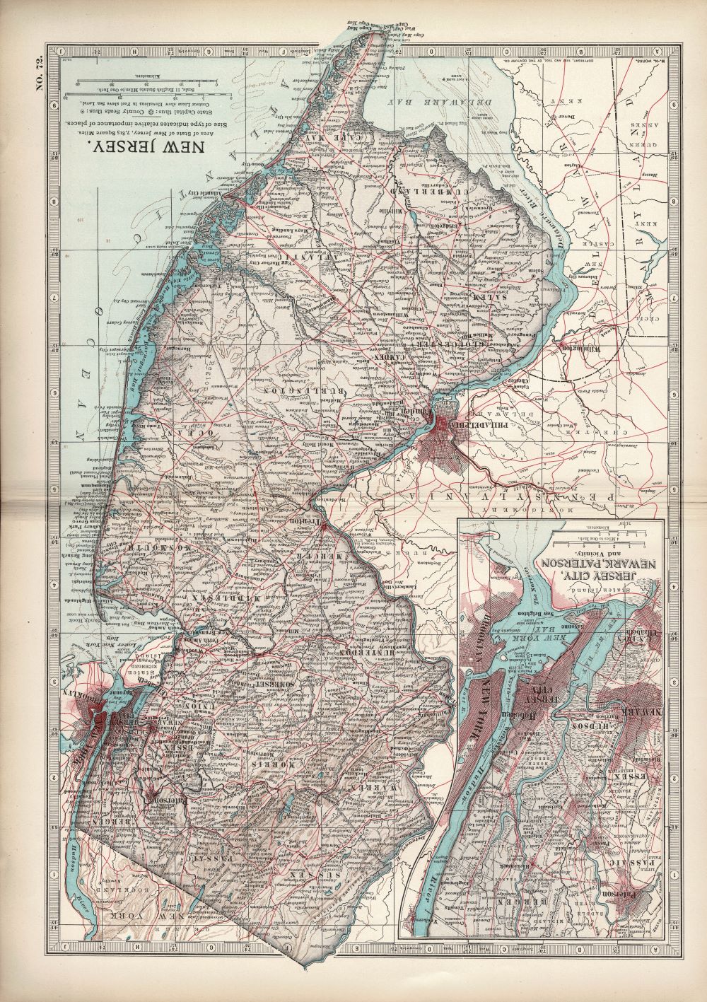 New Jersey antique map  No.72, Encyclopaedia Britannica 1903