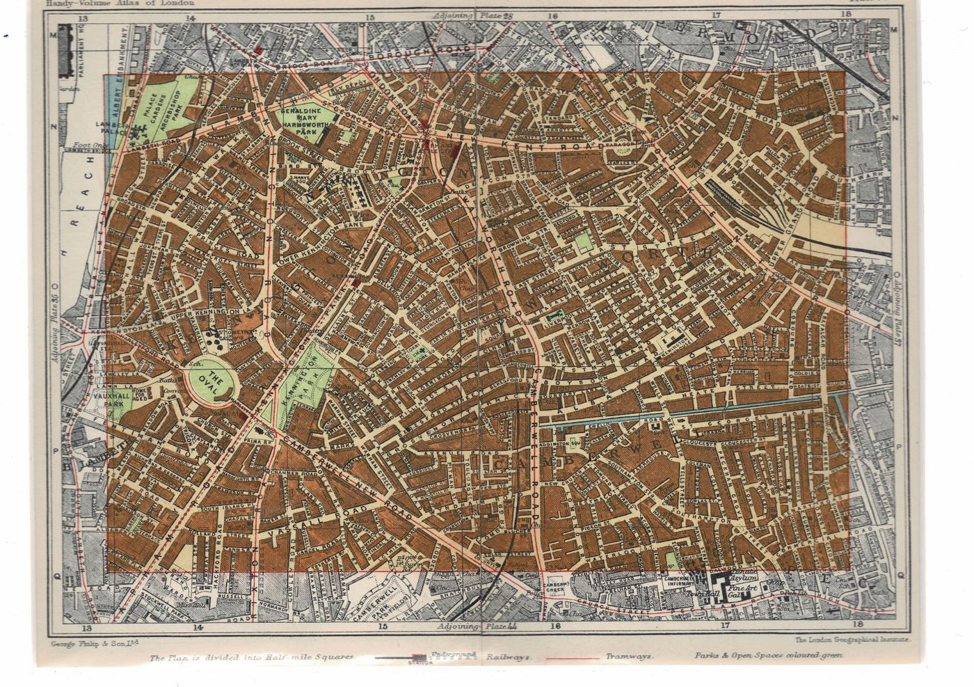 Southwark, South East London, Antique Map, 1922